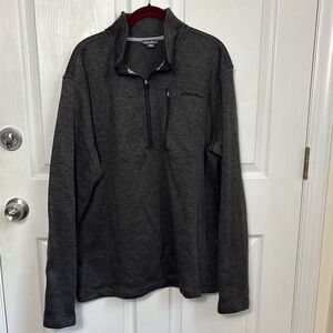 Eddie Bauer Gray Quarter 1/4 zip pullover fleece sweater size XL Chest Pocket
